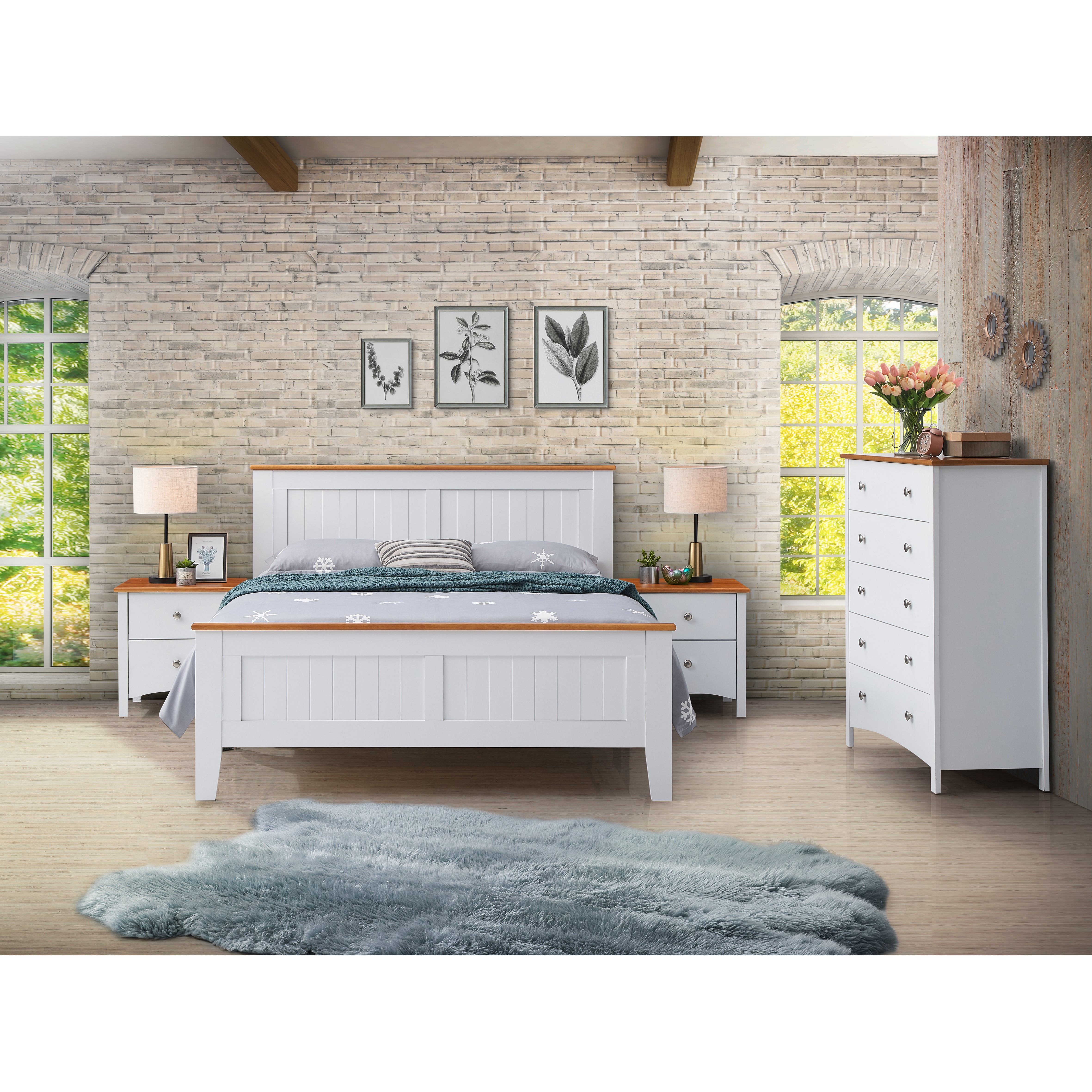 Lobelia Bed Frame King Single Size Mattress Base Solid Rubber Timber Wood -White