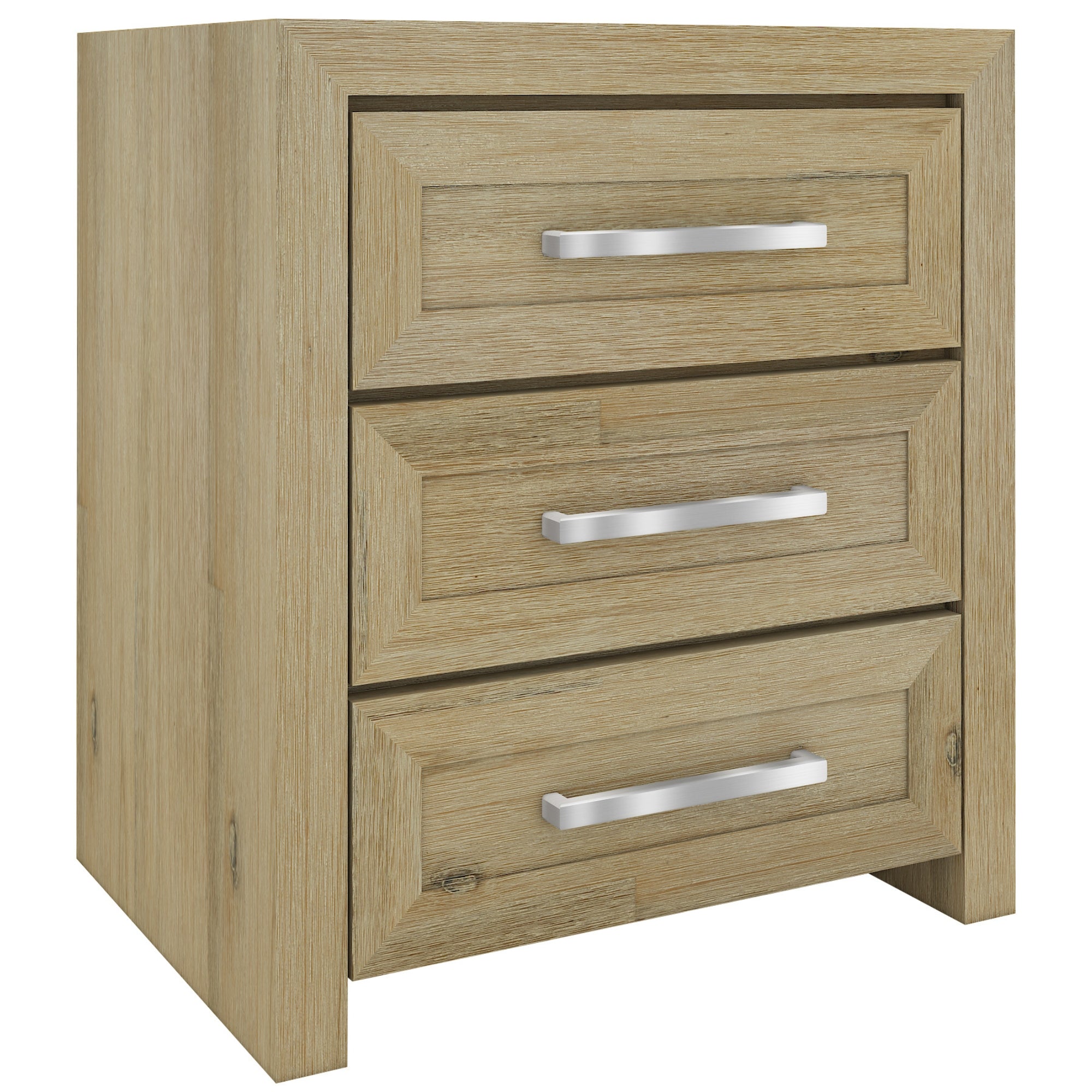 Gracelyn Set of 2 Bedside 3 Drawers Tallboy Nightstand Bedroom Cabinet - Smoke