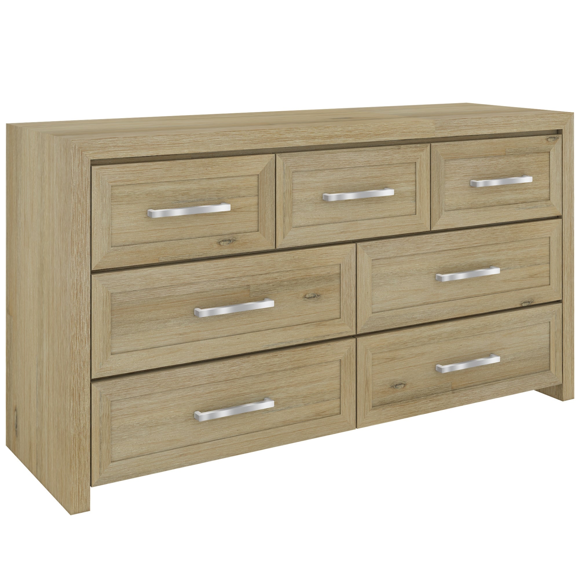 Gracelyn Dresser 7 Chest of Drawers Solid Wood Bedroom Storage Cabinet - Smoke