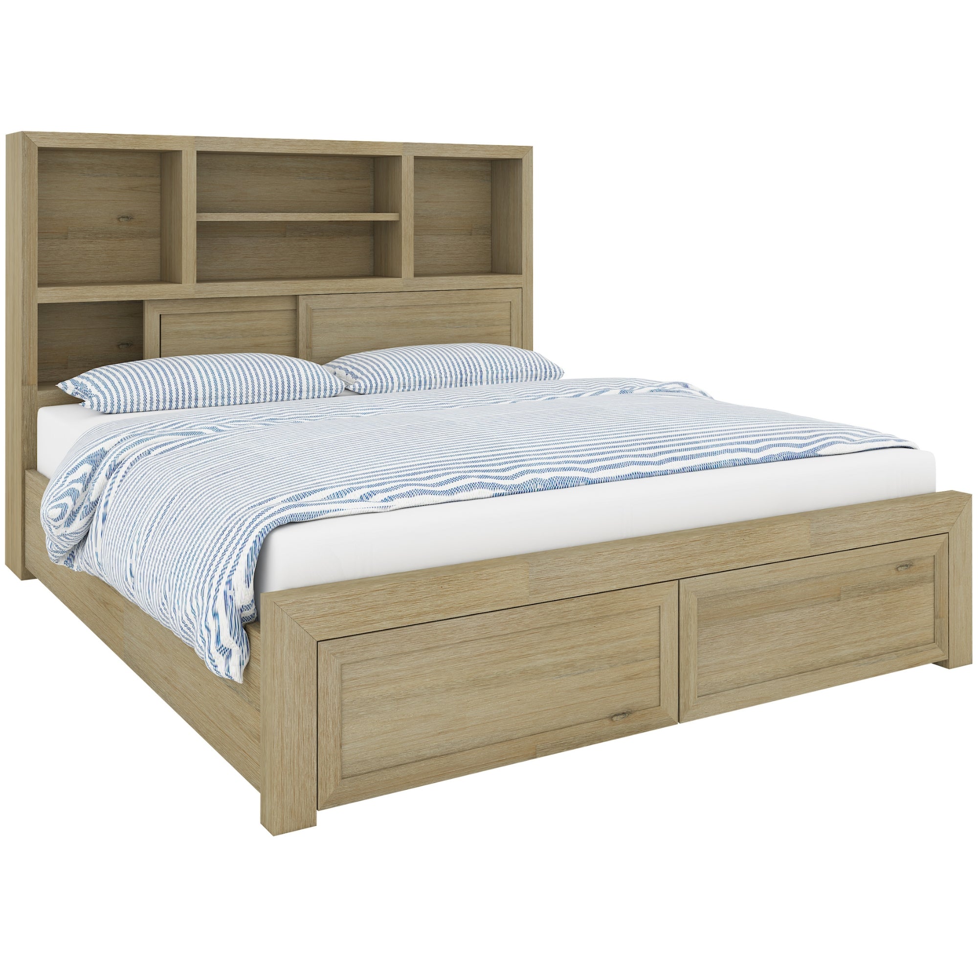 Gracelyn 4pc King Bed Suite Bedside Tallboy Bedroom Furniture Package - Smoke