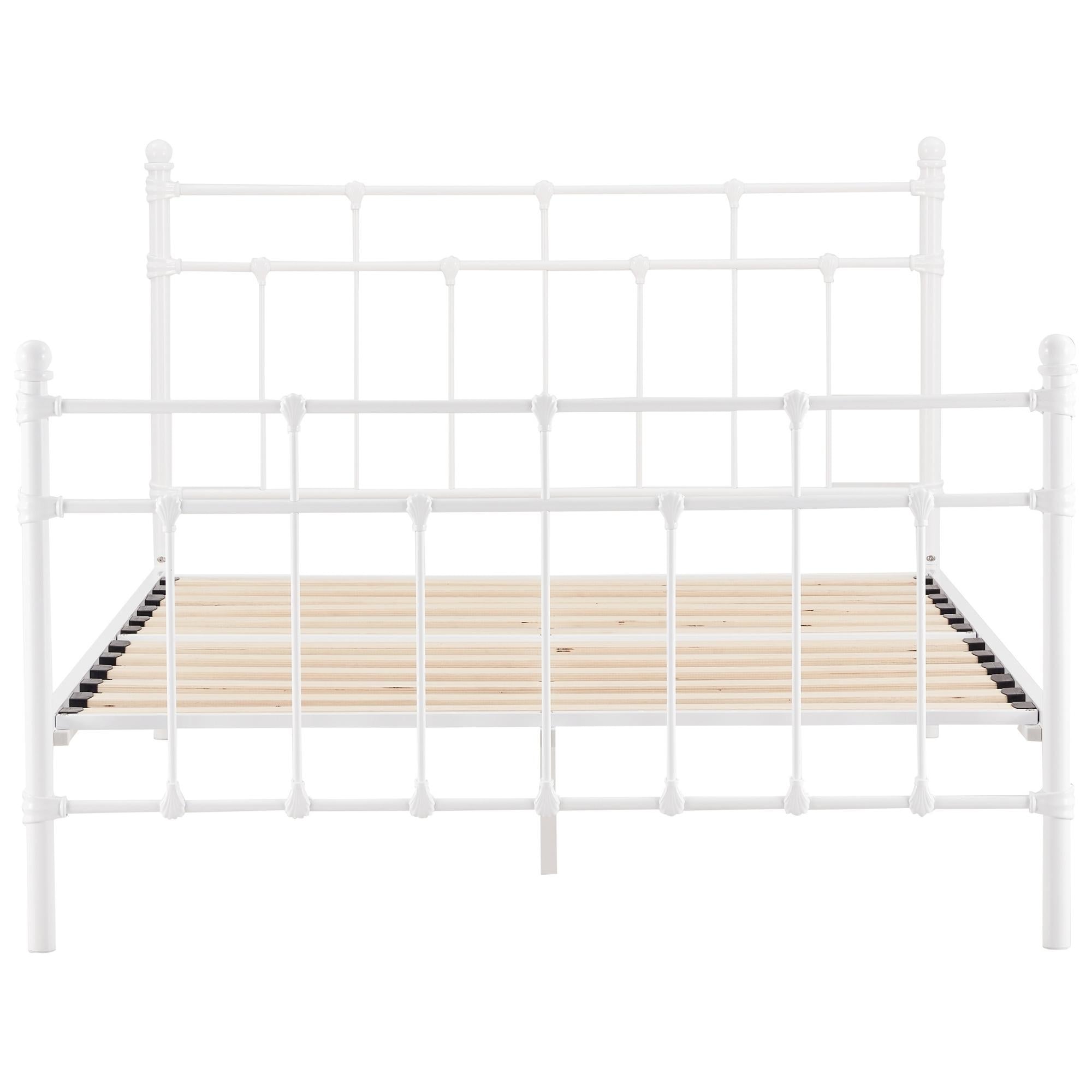 Gracy Double Bed Size Metal Frame Platform Mattress Base - White