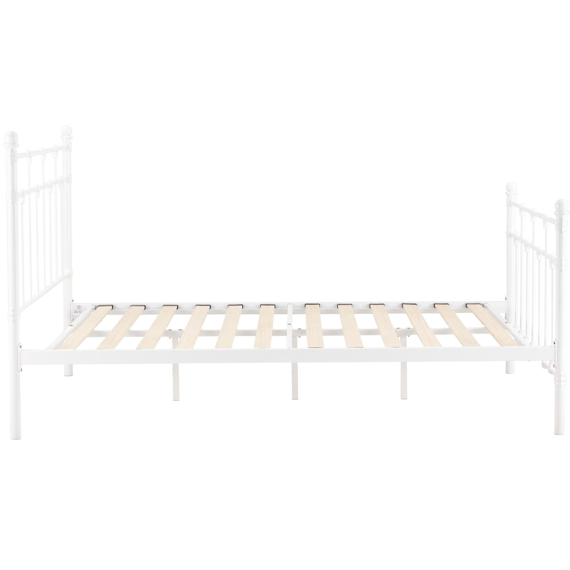 Gracy Double Bed Size Metal Frame Platform Mattress Base - White