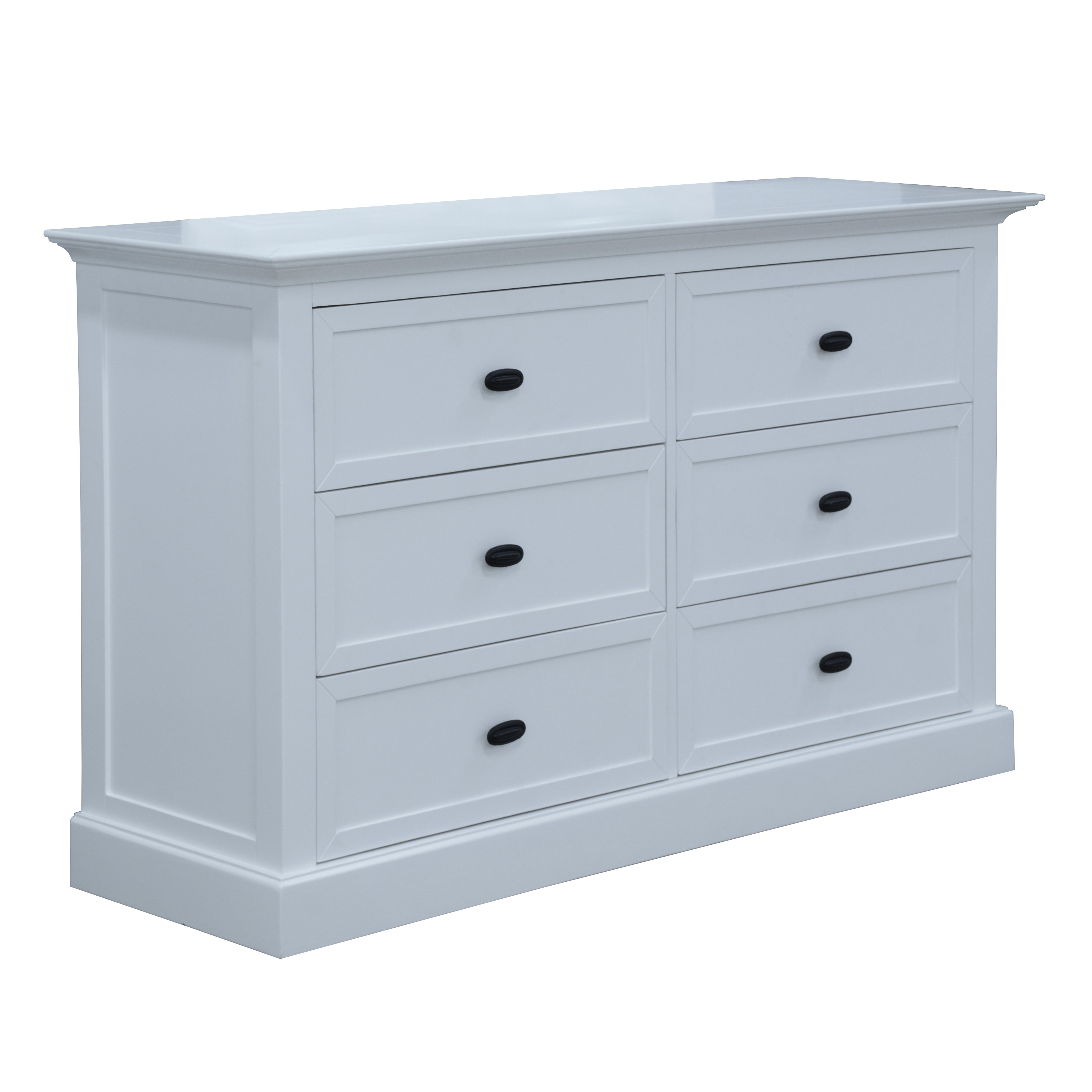 Beechworth Dresser Mirror 6 Chest of Drawers Pine Wood Storage Cabinet - White