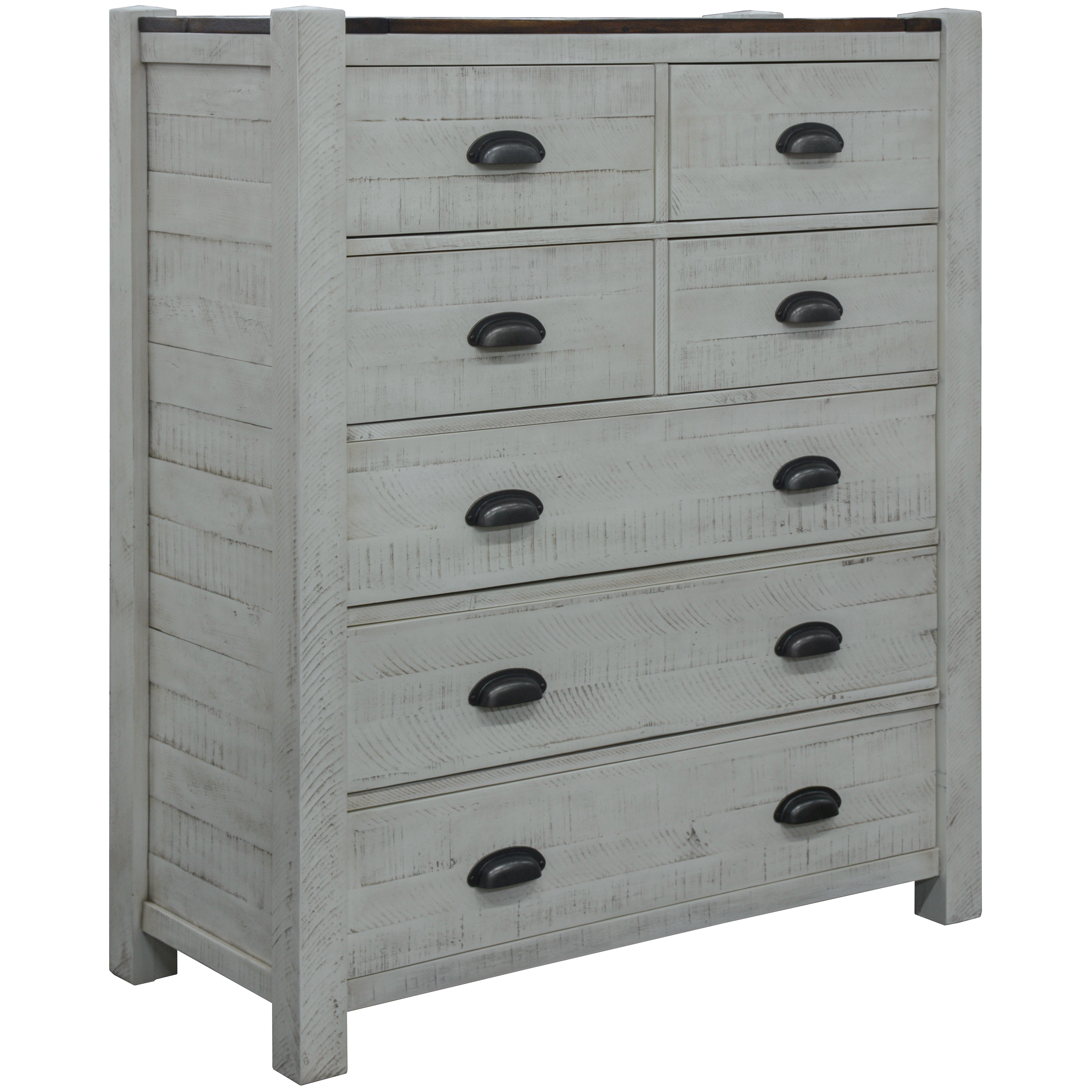 Erica Tallboy 7 Chest of Drawers Solid Acacia Timber Wood Cabinet Brown White