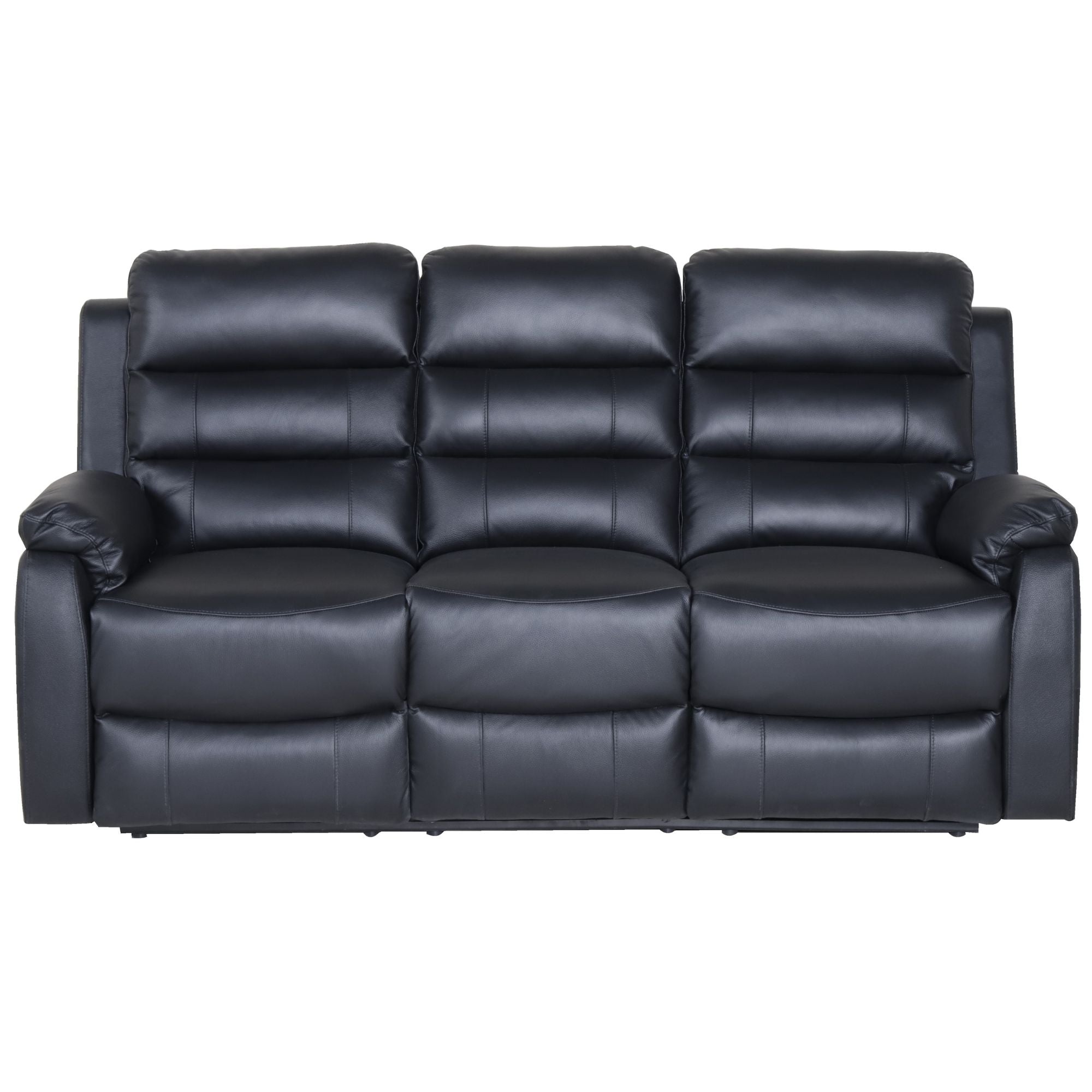 Royal 3pc 5 Seater Leather Electric Recliner Home Theatre Sofa Lounge Set Black