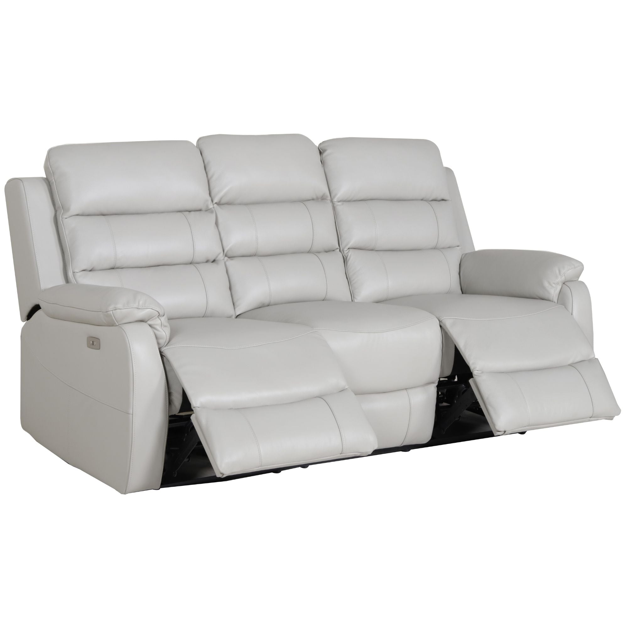 Royal 3pc 5 Seater Leather Electric Recliner Home Theatre Sofa Lounge Set Grey