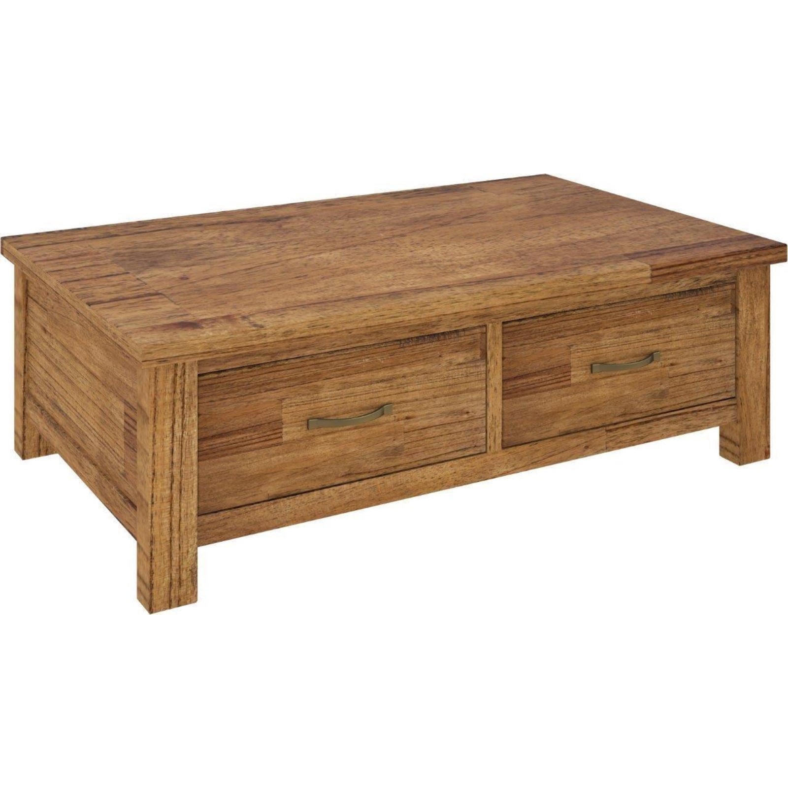 Birdsville Coffee Table 120cm 2 Drawer Solid Mt Ash Timber Wood - Brown