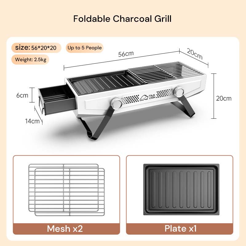 Foldable Portable Charcoal Frying Grill Grilling Outdoor Tabletop BBQ Grill For Camping Hiking Picnics