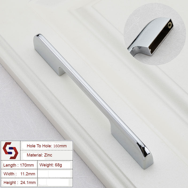 Zinc Kitchen Cabinet Handles Drawer Bar Handle Pull silver color hole to hole size 160mm