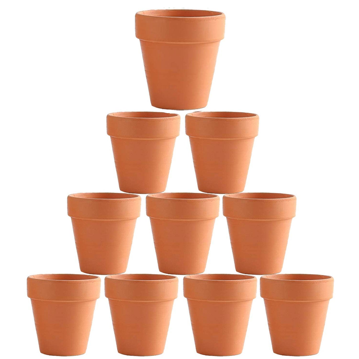 10x 8cm Flower Pot Pots Clay Ceramic Plant Drain Hole Succulent Cactus Nursery Planter