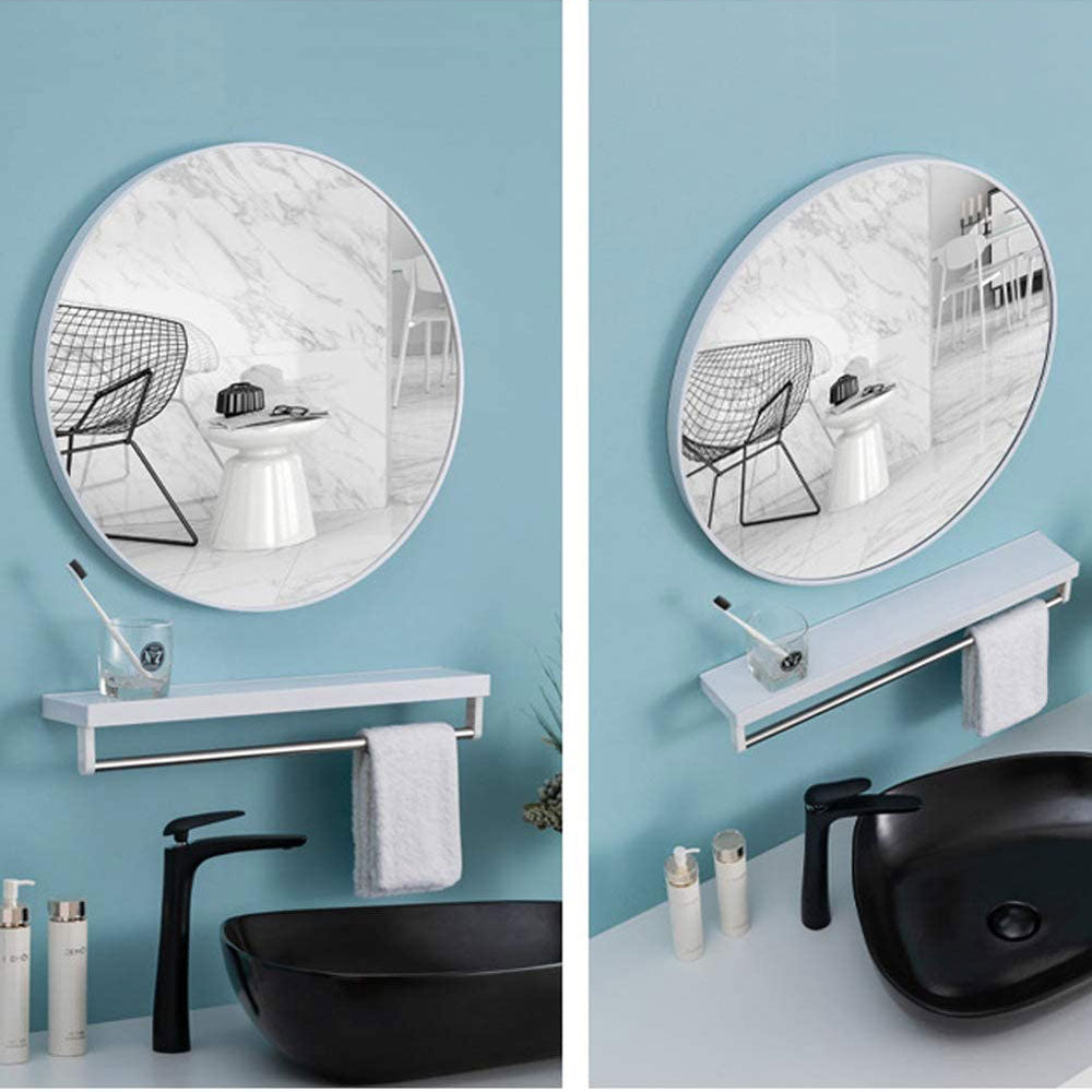 Slim Design 50CM White Bathroom, Living Room, Hallway Mirror Round Mirror Wall Decor Metal Frame