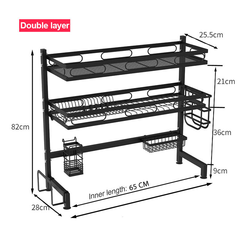 65cm 3 tier Over Single Sink Dish Drying Rack Drainer Kitchen Cutlery Holder Storage Organizer
