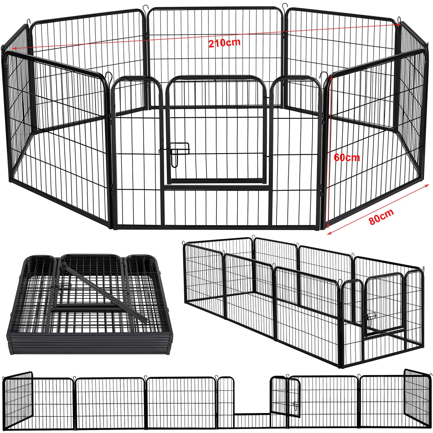 8 Panel Pet Dog Cat Bunny Puppy Play pen Playpen 60x80 cm Exercise Cage Dog Panel Fence