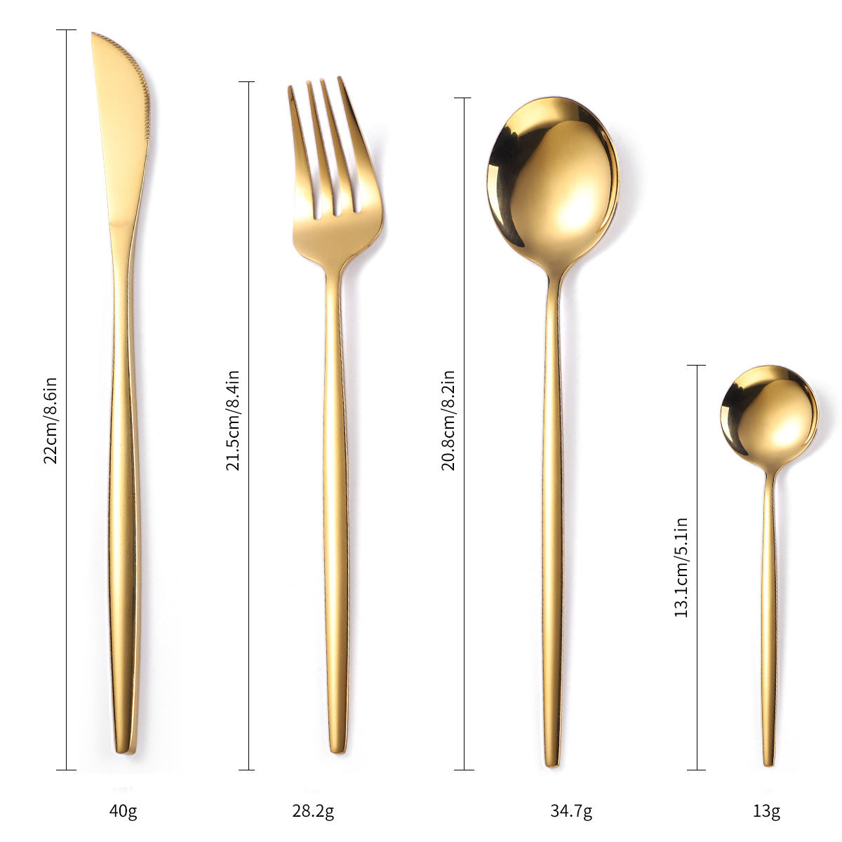 16-Piece Stainless Steel Gold Color Set, Knife Fork Spoon Flatware Set Cutlery Set