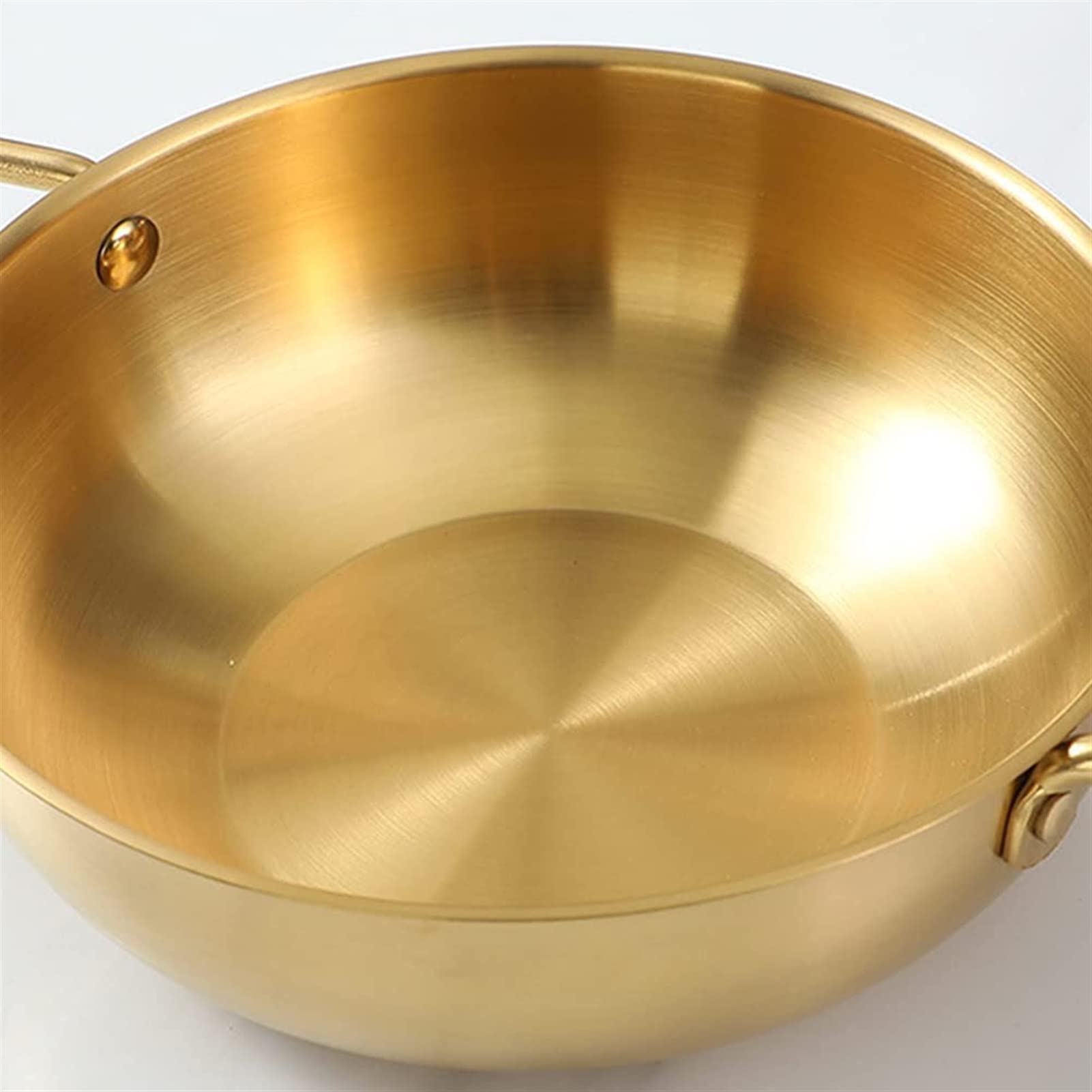 26cm Gold Seafood Paella Pan with Riveted Chrome Plated Handles Dishwasher Safe