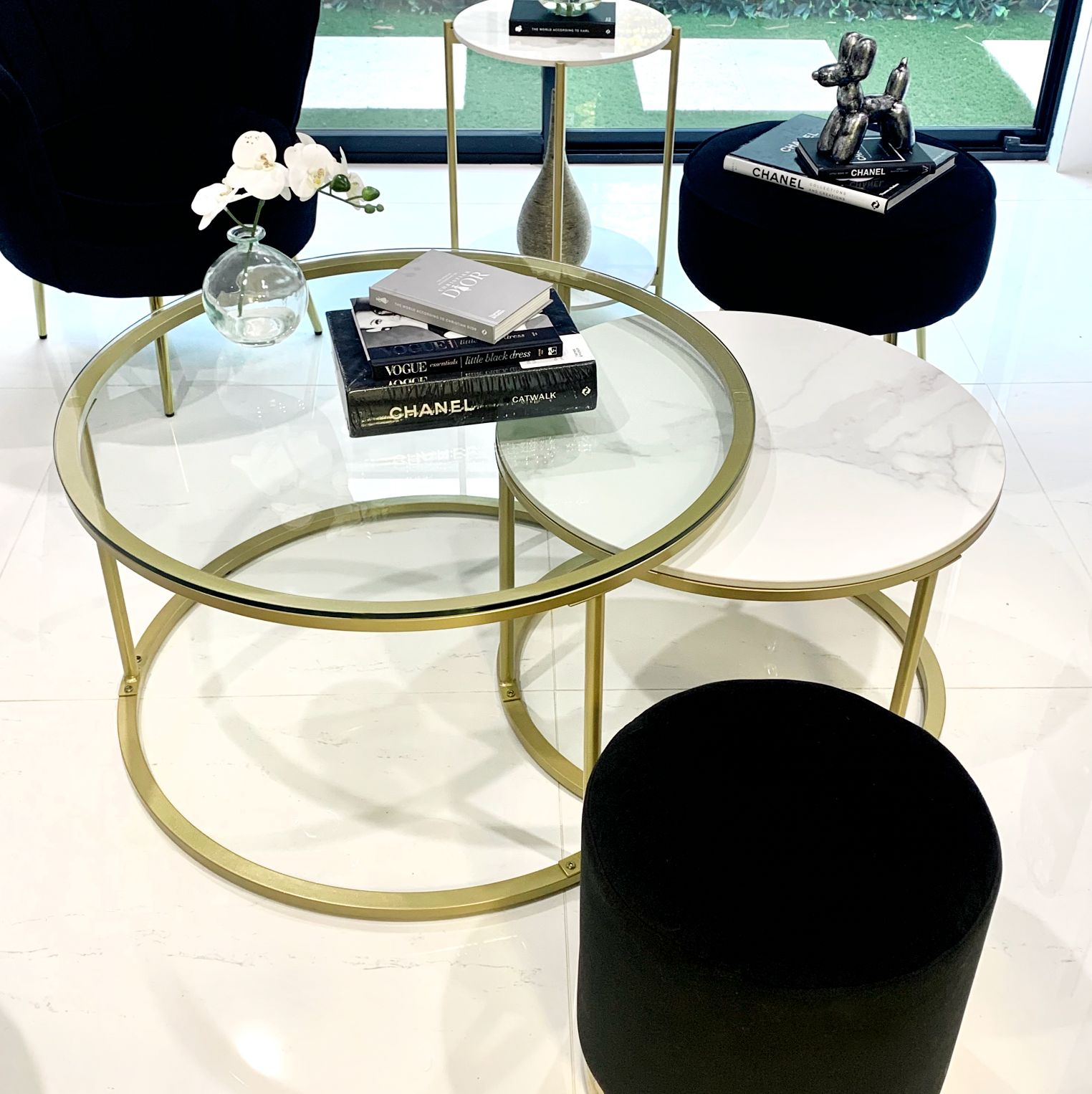 Interior Ave - Elle Luxe - Marble & Gold Nested Coffee Table