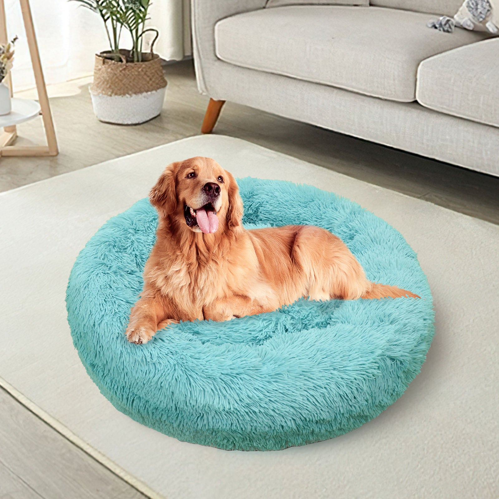 Pawfriends Pet Dog Bedding Warm Plush Round Comfortable Nest Comfy Sleep kennel Green 120cm