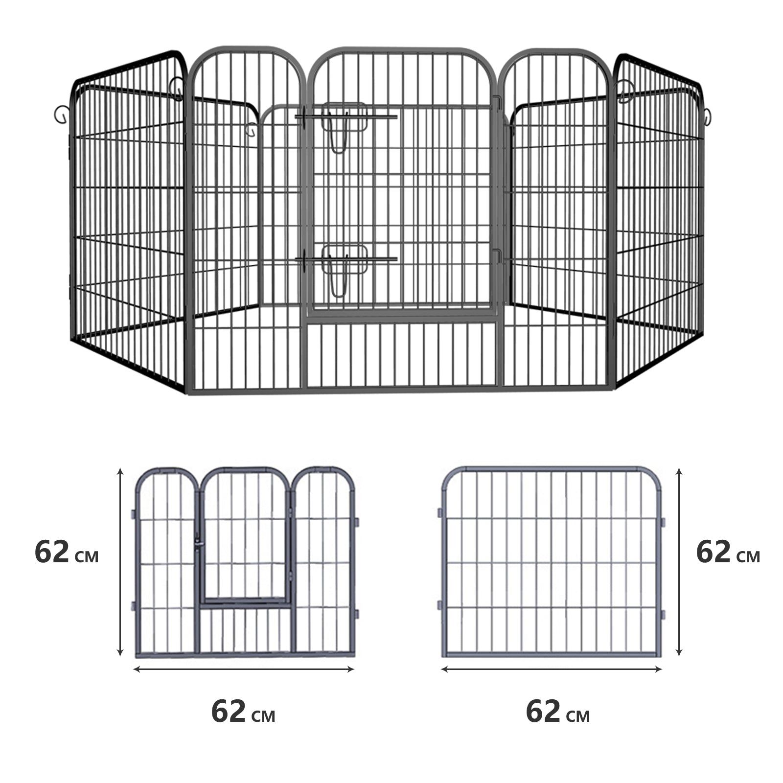 Heavy Duty Comfortable Pet Dog Game Fence Foldable 6 Panel Metal Dog Fence Black