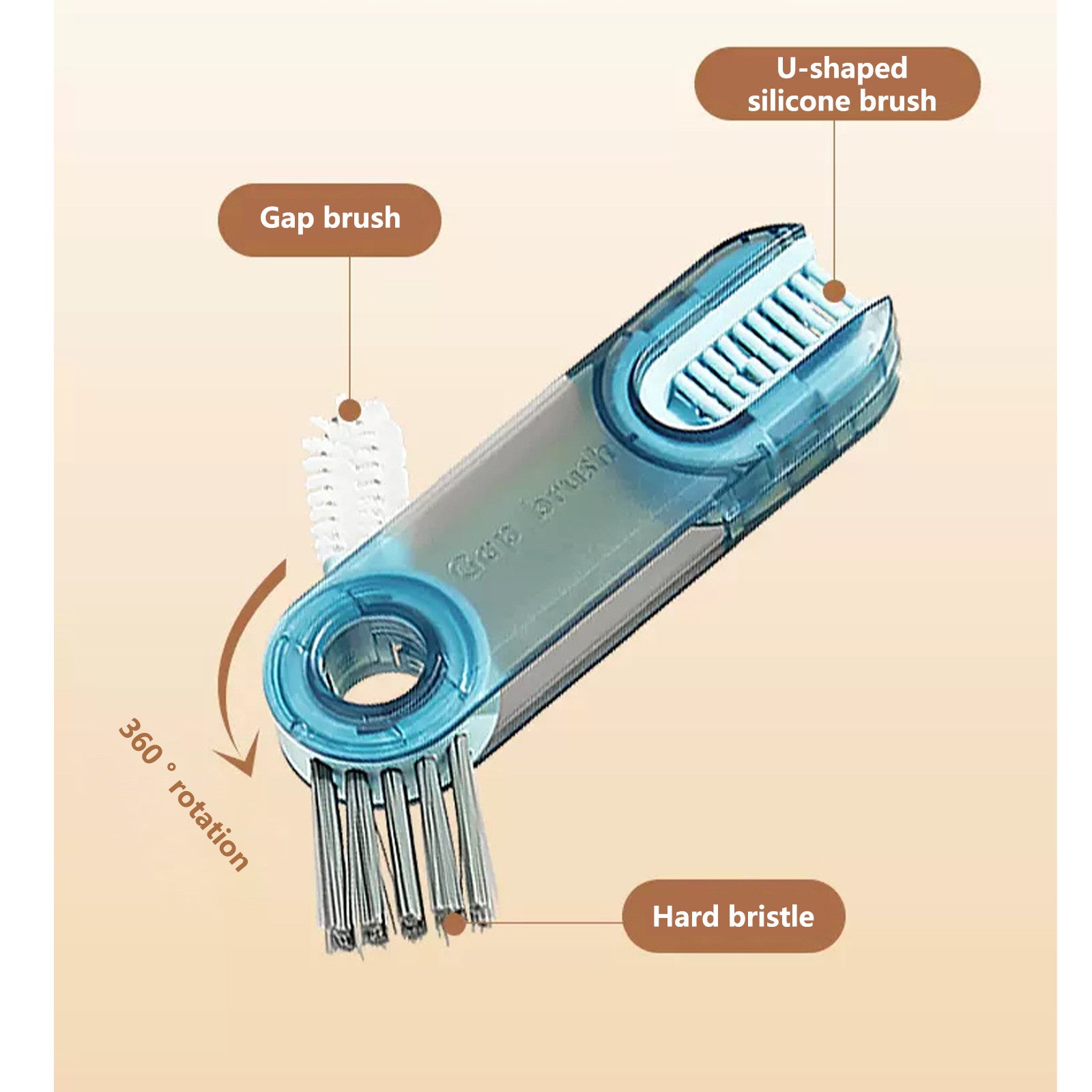 Cleanix Cup Brush Multi-Functional Pacifier Cleaning Brush Device Three-In-One Green