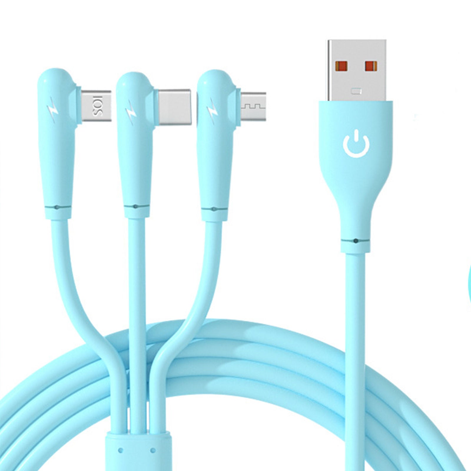 Mobax 66W Elbow Liquid Silicone Fast Charging Three-In-One Fast Charge Data Cable