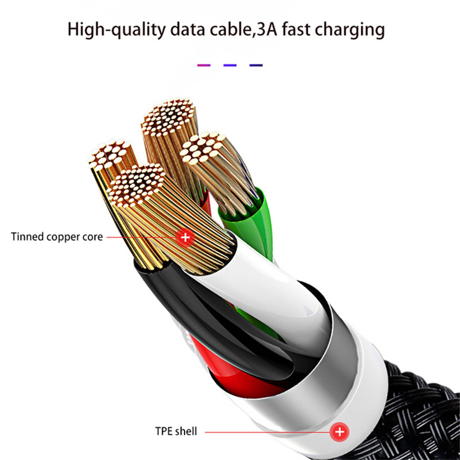 Mobax Nylon Woven 3A Super Fast Charging 4-in-1 USB Charger Charging Cable for Apple