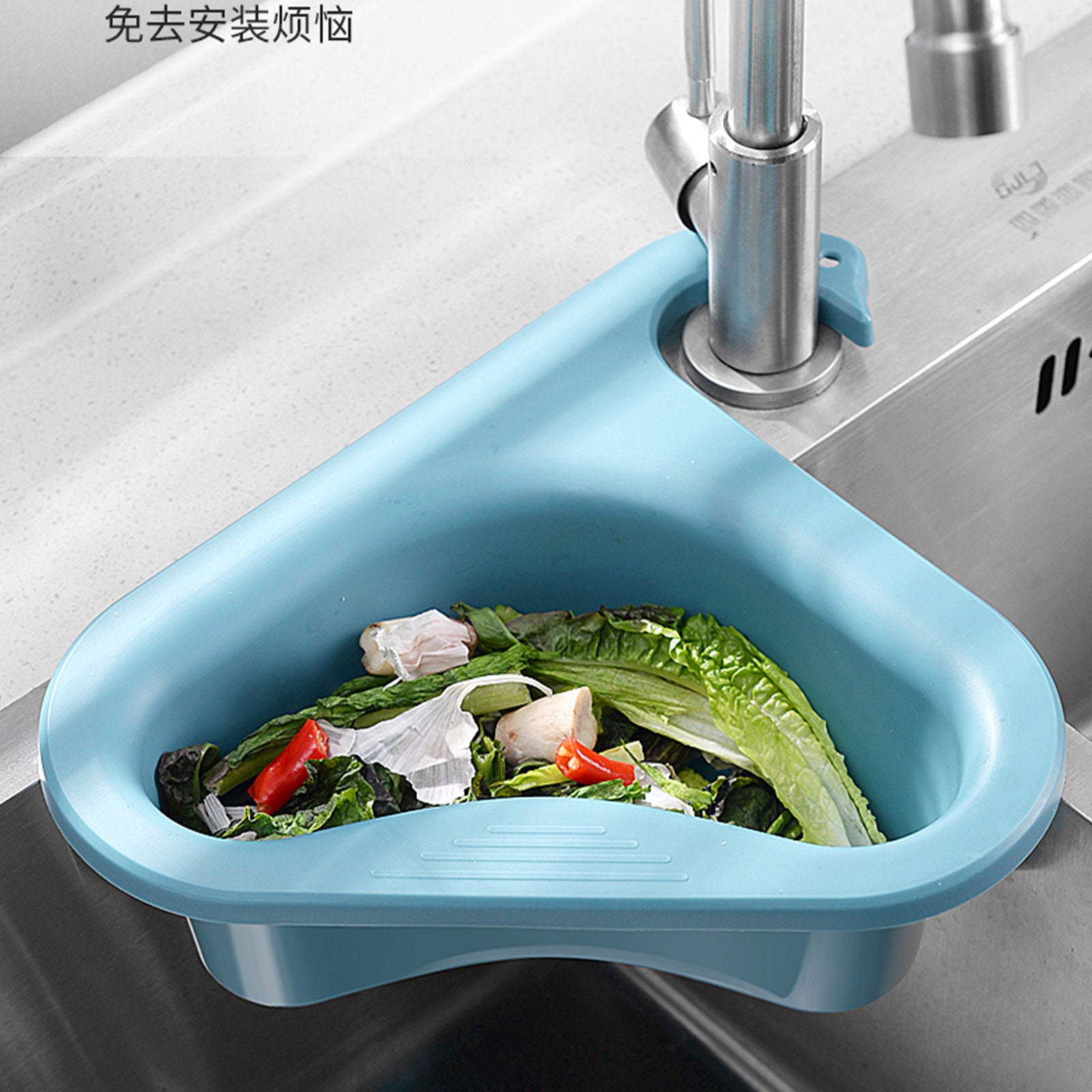 cookingstuff Triangle Sink Kitchen Storage Drain Basket Rack Shelf Strainer Organizer