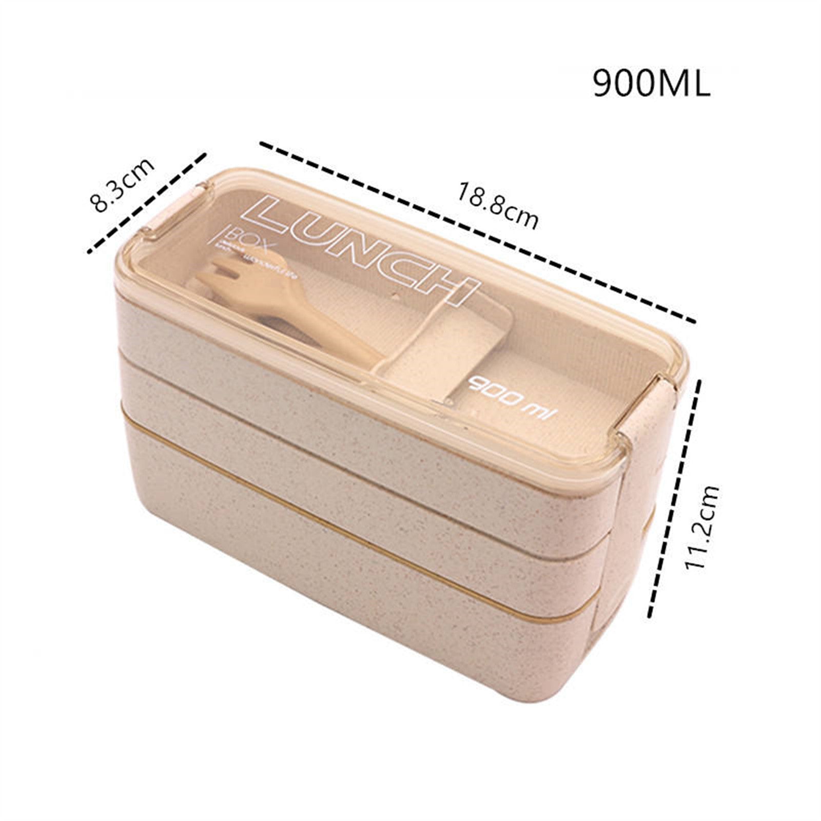 Cookingstuff 3-Layer Bento Box Students Lunch Box Eco-Friendly Leakproof 900ml Food Container