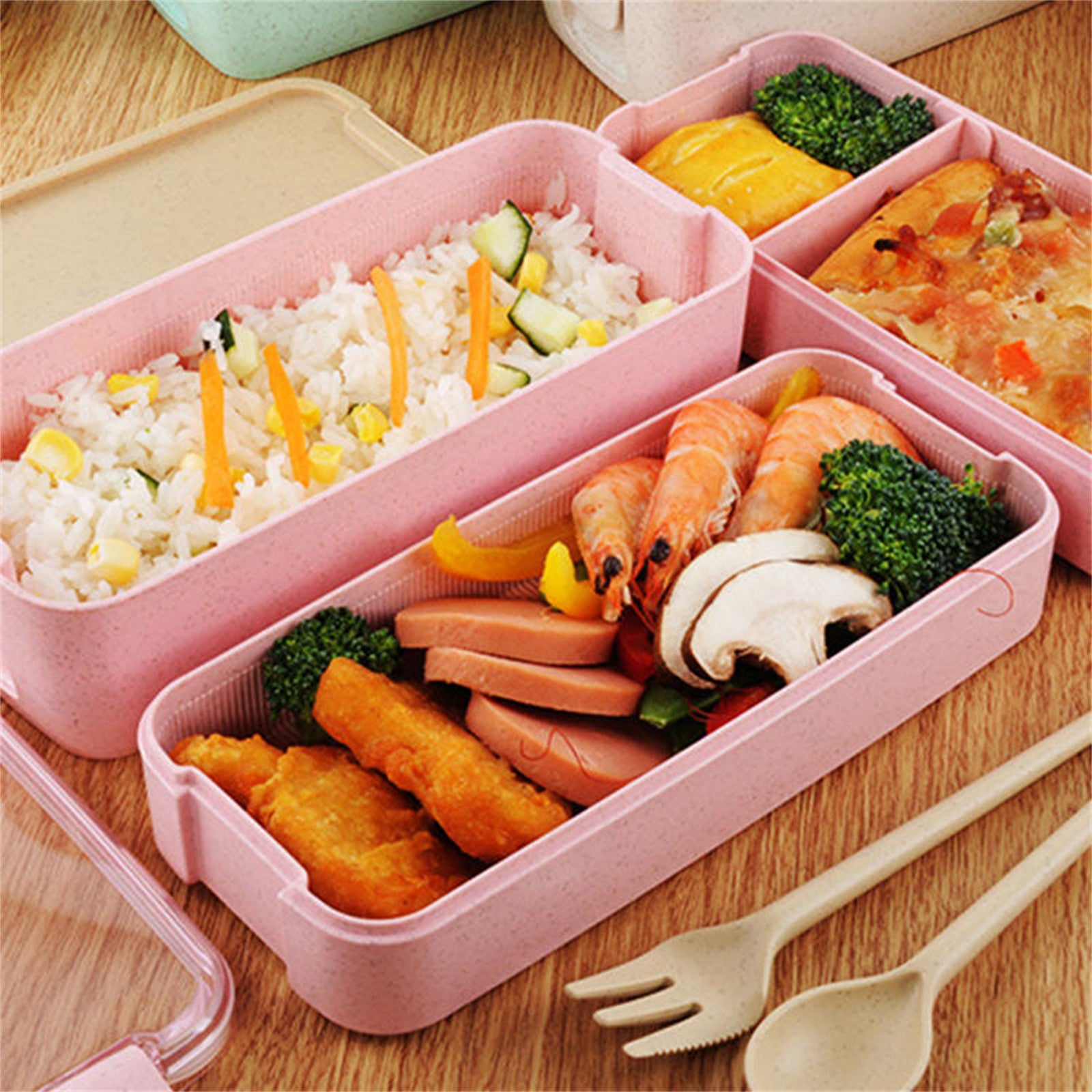 Cookingstuff 3 Layer Bento Box With Cover Lunch Eco Friendly Leakproof Food Container