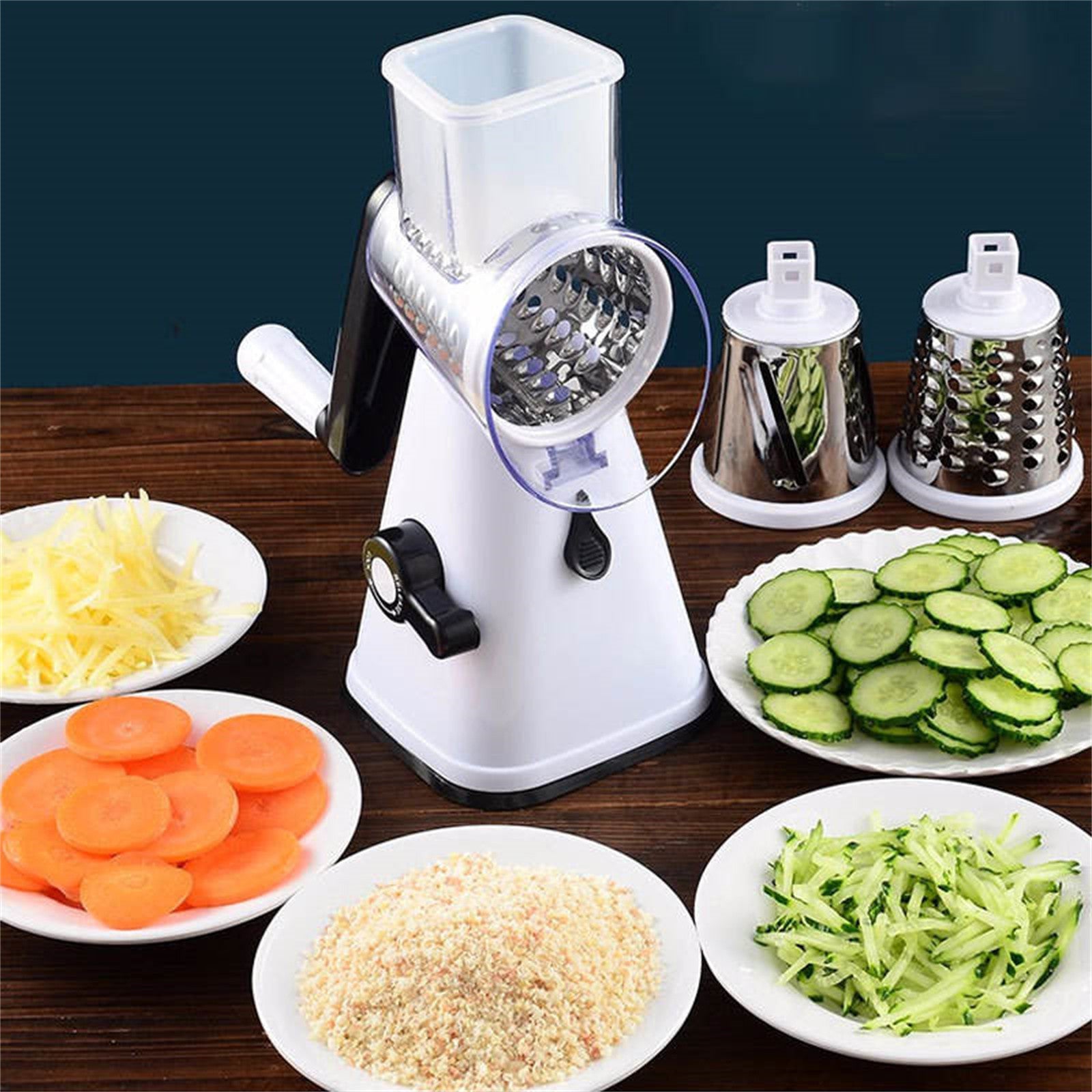 Cookingstuff Multi Functional Vegetable Cutter Hand Drum Slicer Kitchen Artifact White