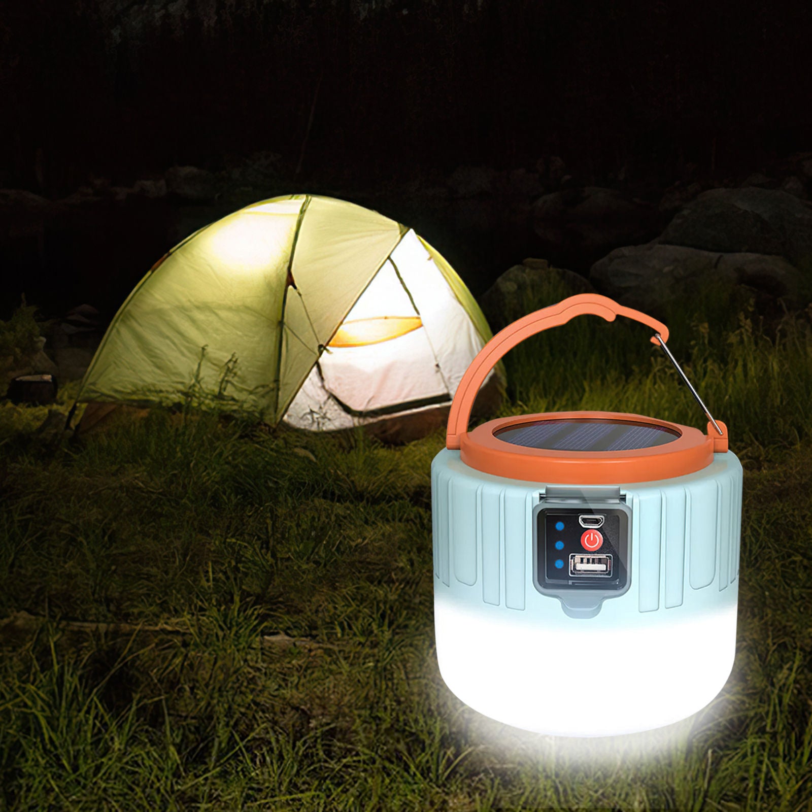Mountgear Solar Camping Light LED USB Rechargeable Tent Lamp Waterproof Outdoor Lantern