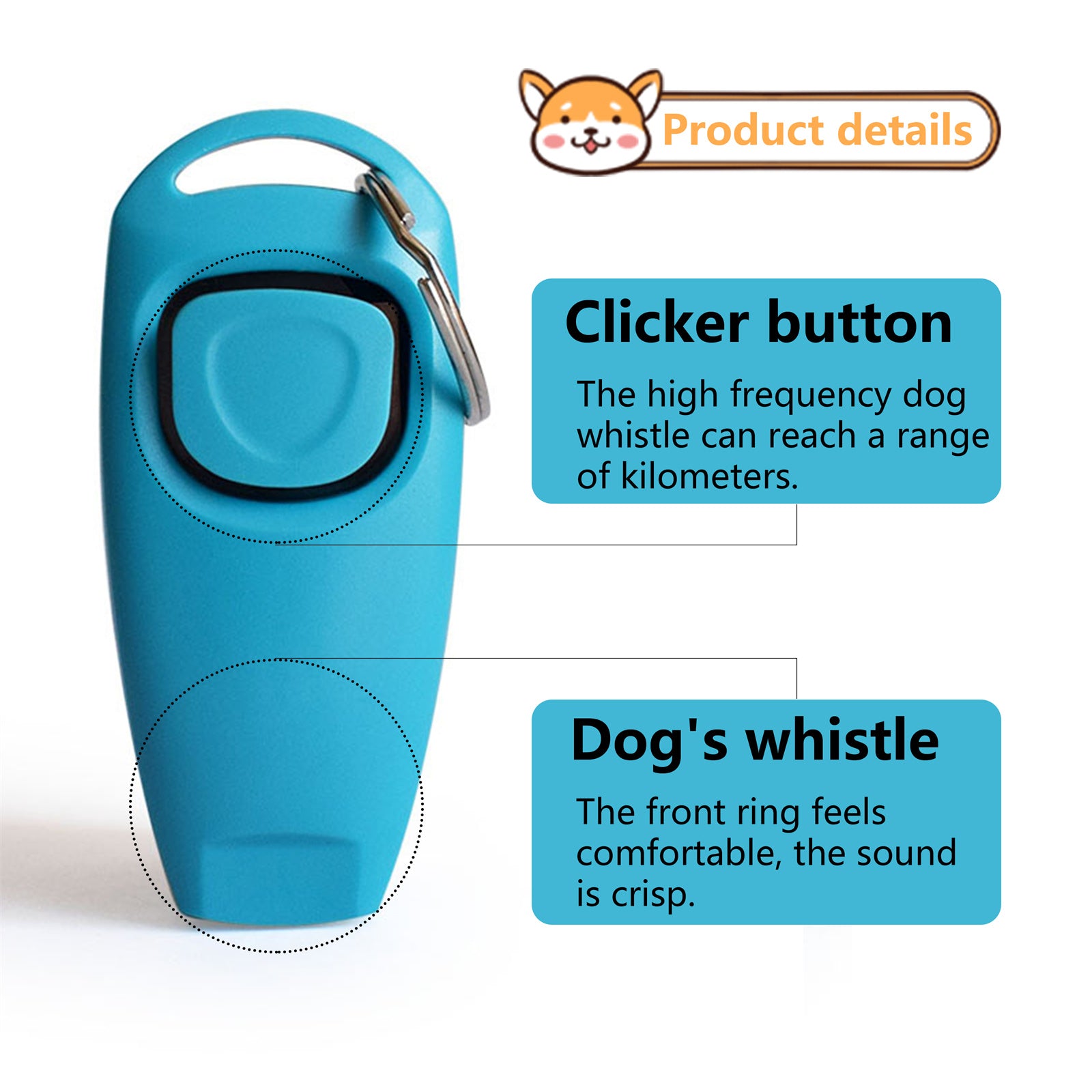 Pawfriends Pet Dog Training Clicker Cat Puppy Button Click Trainer Obedience Recall Whistle