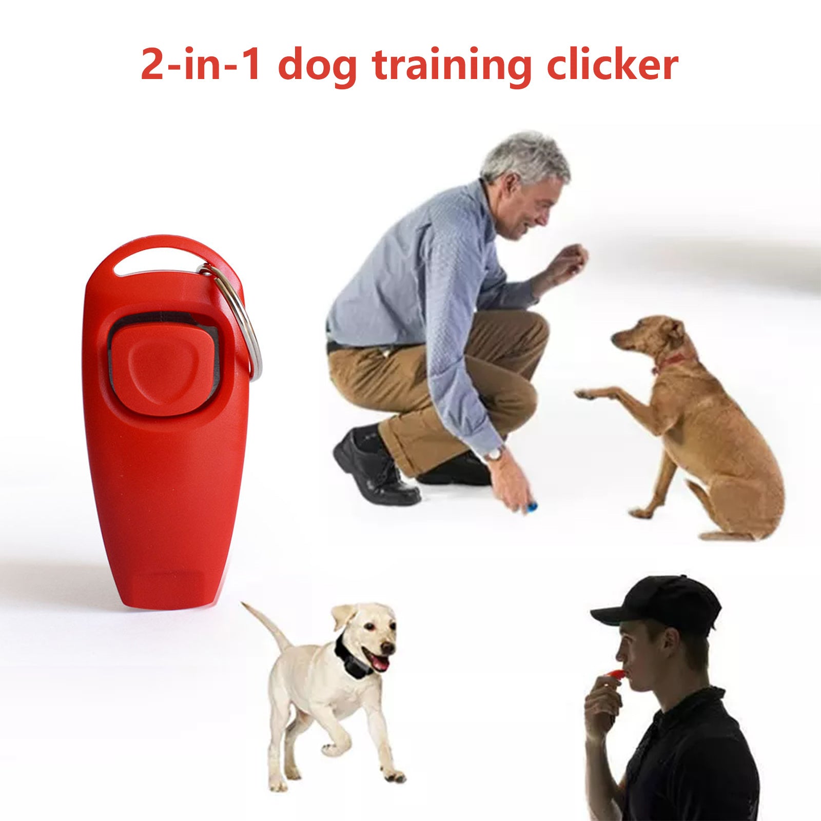 Pawfriends Pet Dog Training Clicker Cat Puppy Button Click Trainer Obedience Recall Whistle