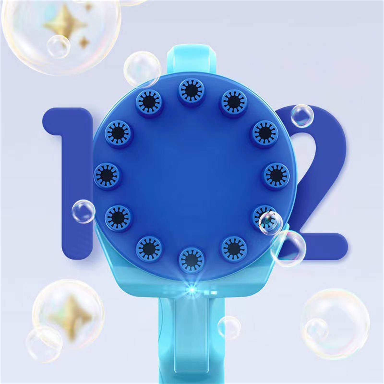 Bubblerainbow Angel 12-Hole Bubble Gun a Dual-Purpose Bubble Fan for Children to Play Blue