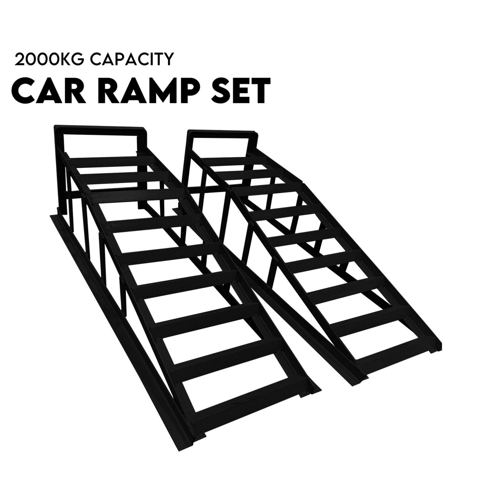 Heavy Duty Portable Car Loading Ramp Set 2000kg Maintenance Steel Frame Pair