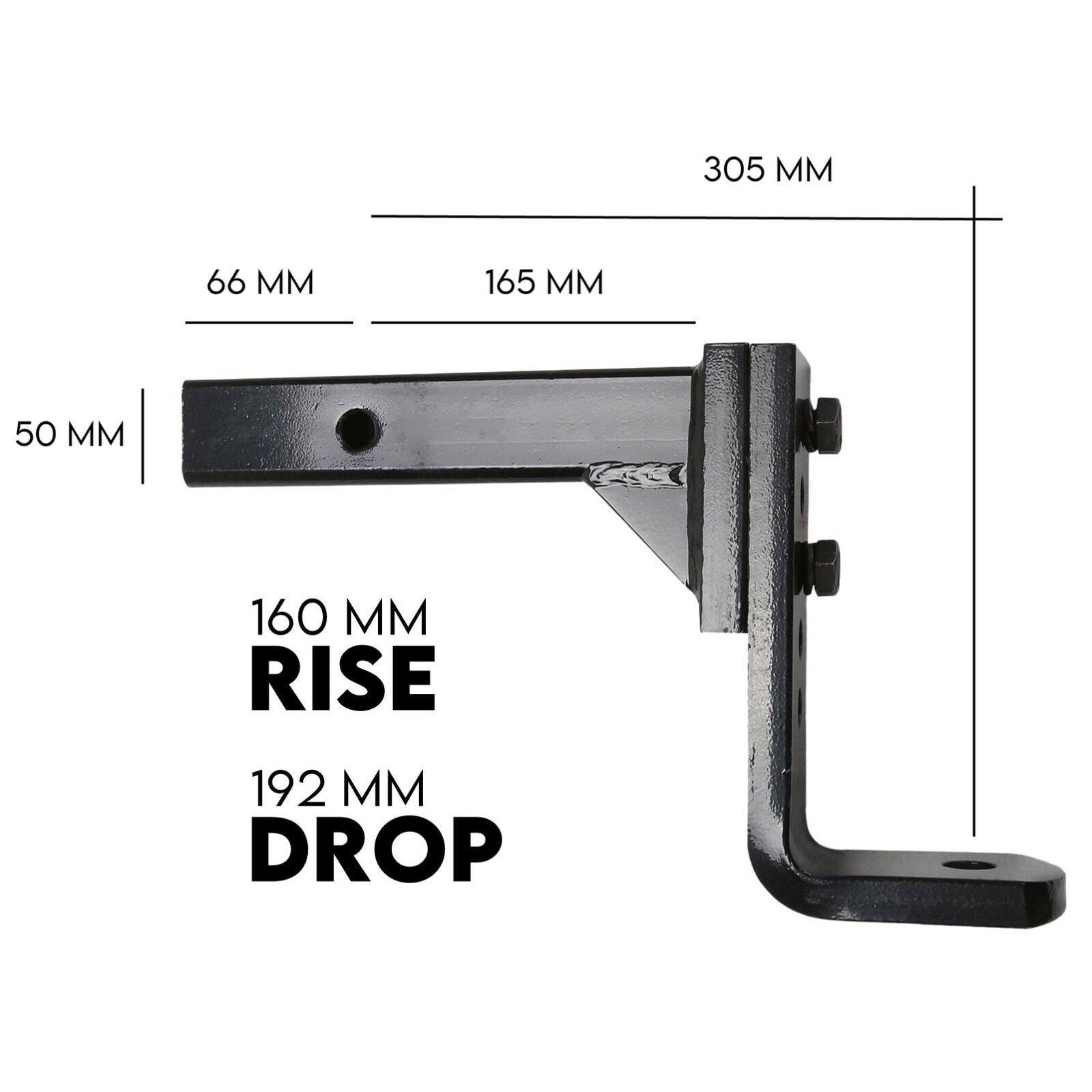 Adjustable Drop Towbar Tow Bar Ball Mount Tongue 2" Hitch Trailer 4000KG