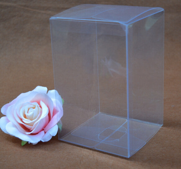 10 Pack of 8x8x10cm Clear PVC Plastic Folding Packaging Small rectangle/square Boxes for Wedding Jewelry Gift Party Favor Model Candy Chocolate Soap Box