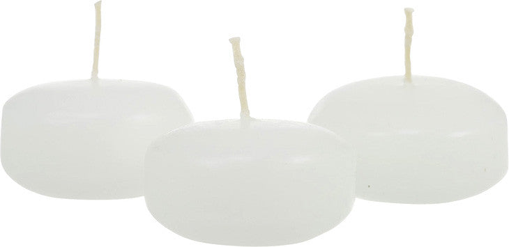 10 Pack of 6 Hour White Floating Candles - 5.8cm diameter - wedding party decoration