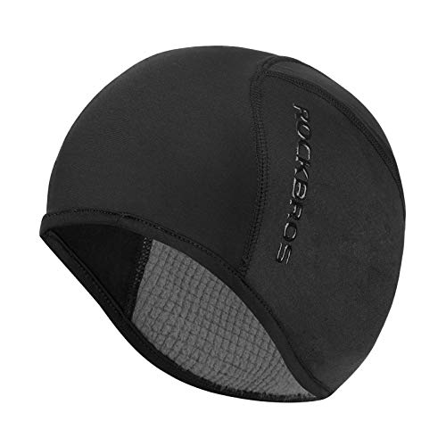 Helmet Fleece Inner Liner Cycling Skull Cap Winter Thermal MTB Mountain Cycling Cap for Men Women Headwear for Running Skiing & Winter Sports BLACK Rockbros