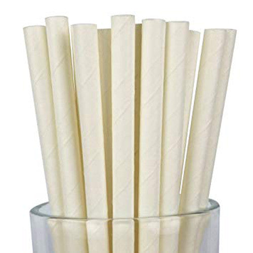 50 Pack White Drinking Straws Biodegradable Eco Paper Birthday Party Event Bistro Bar Cafe Take Away