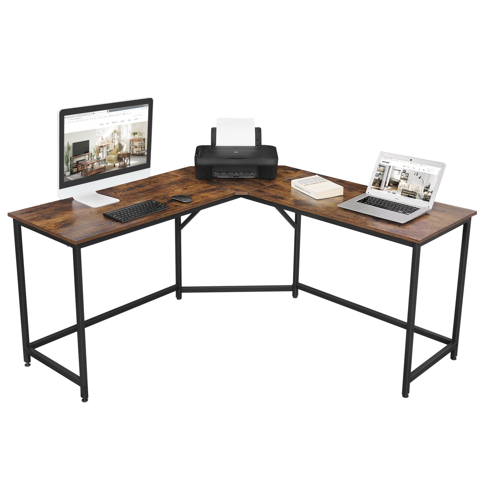 VASAGLE L-Shaped Computer Desk, Corner Desk for Study, Home Office, Gaming 149 x 149 x 75 cm