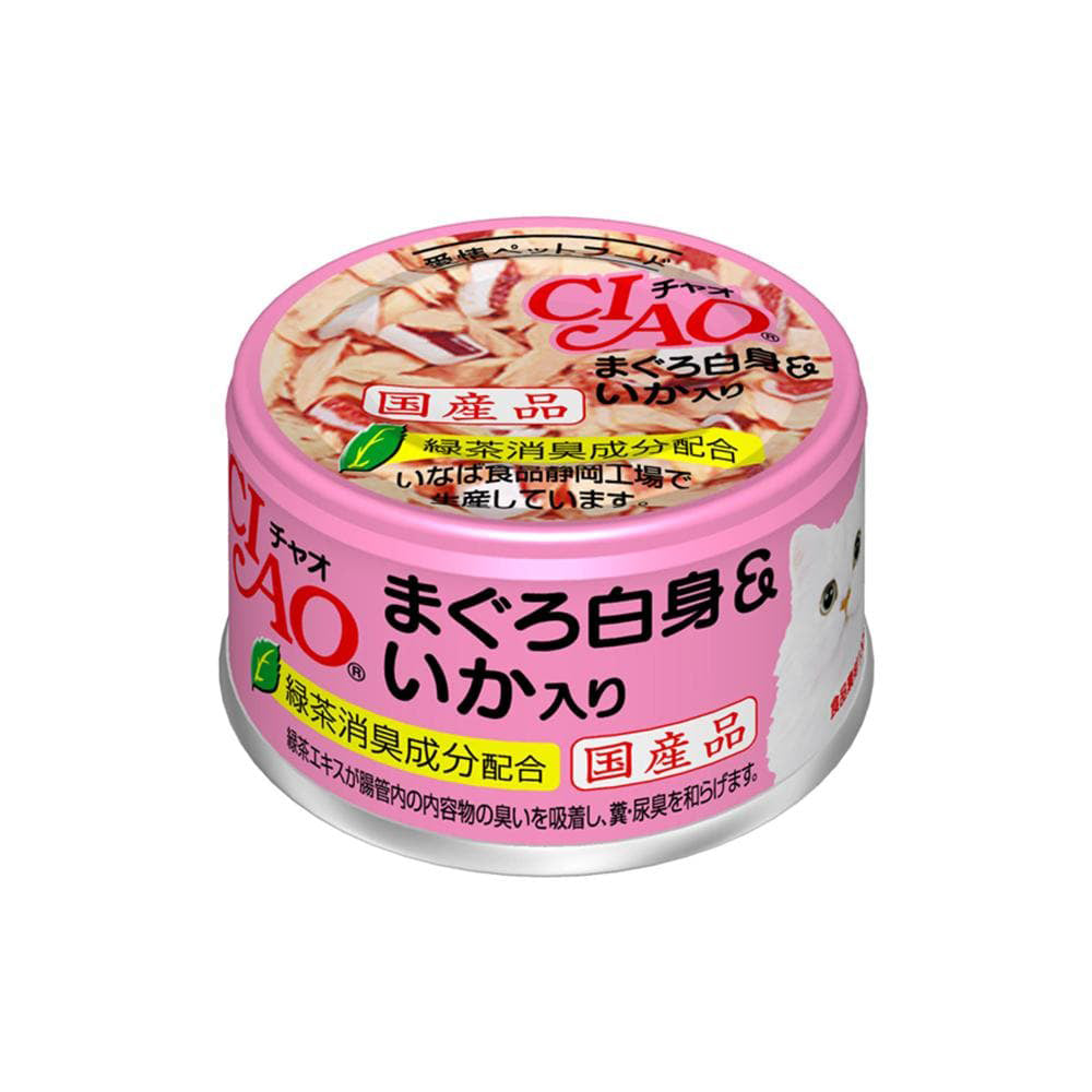 CIAO Canned Jelly For Cat White Meat Tuna With Squid 85G X24