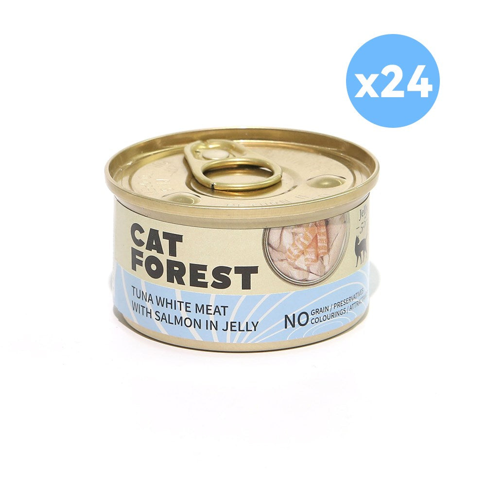 CAT FOREST Premium Tuna White Meat With Salmon In Jelly Cat Canned Food 85G X 24