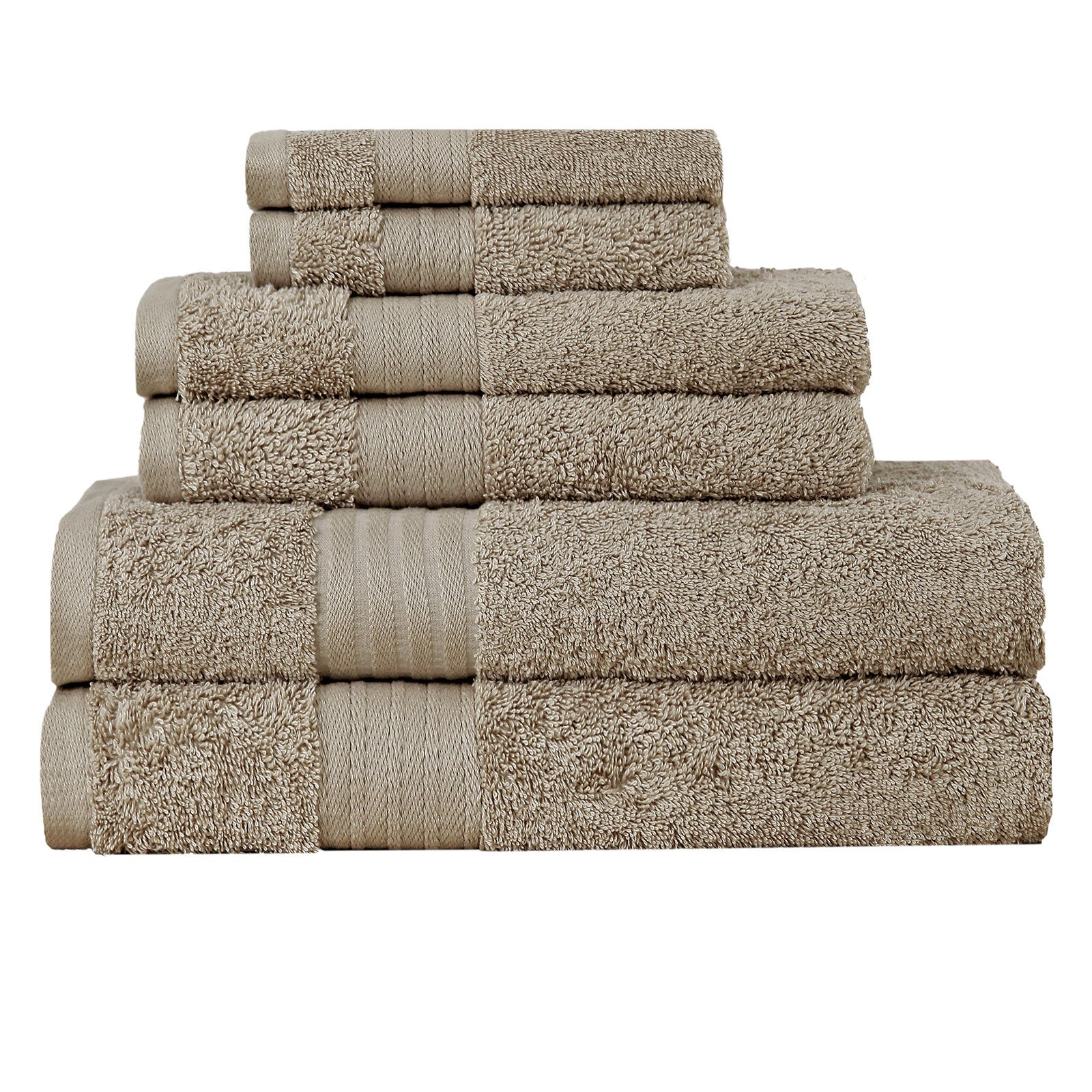 Luxury 6 Piece Soft and Absorbent Cotton Bath Towel Set - Sandstone