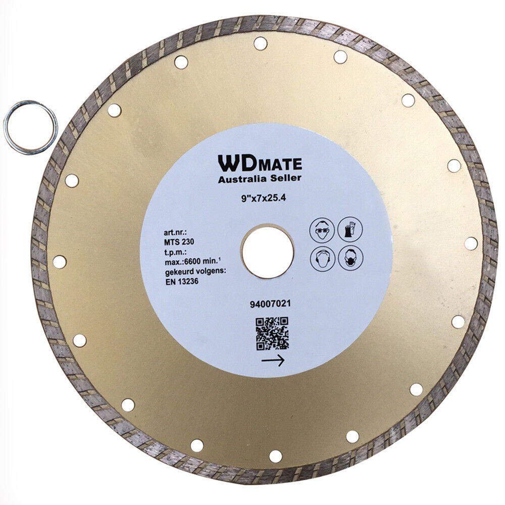 230mm Turbo Diamond Cutting Disc Dry Wet 9" Saw Blade 2.6*7mm 25.4/22.23mm Tile