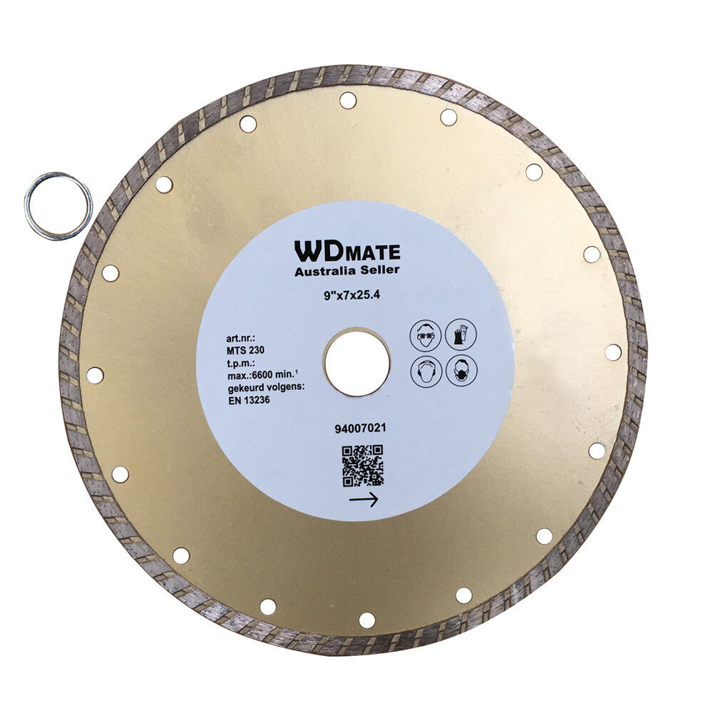 230mm Turbo Diamond Cutting Disc Dry Wet 9" Saw Blade 2.6*7mm 25.4/22.23mm Tile