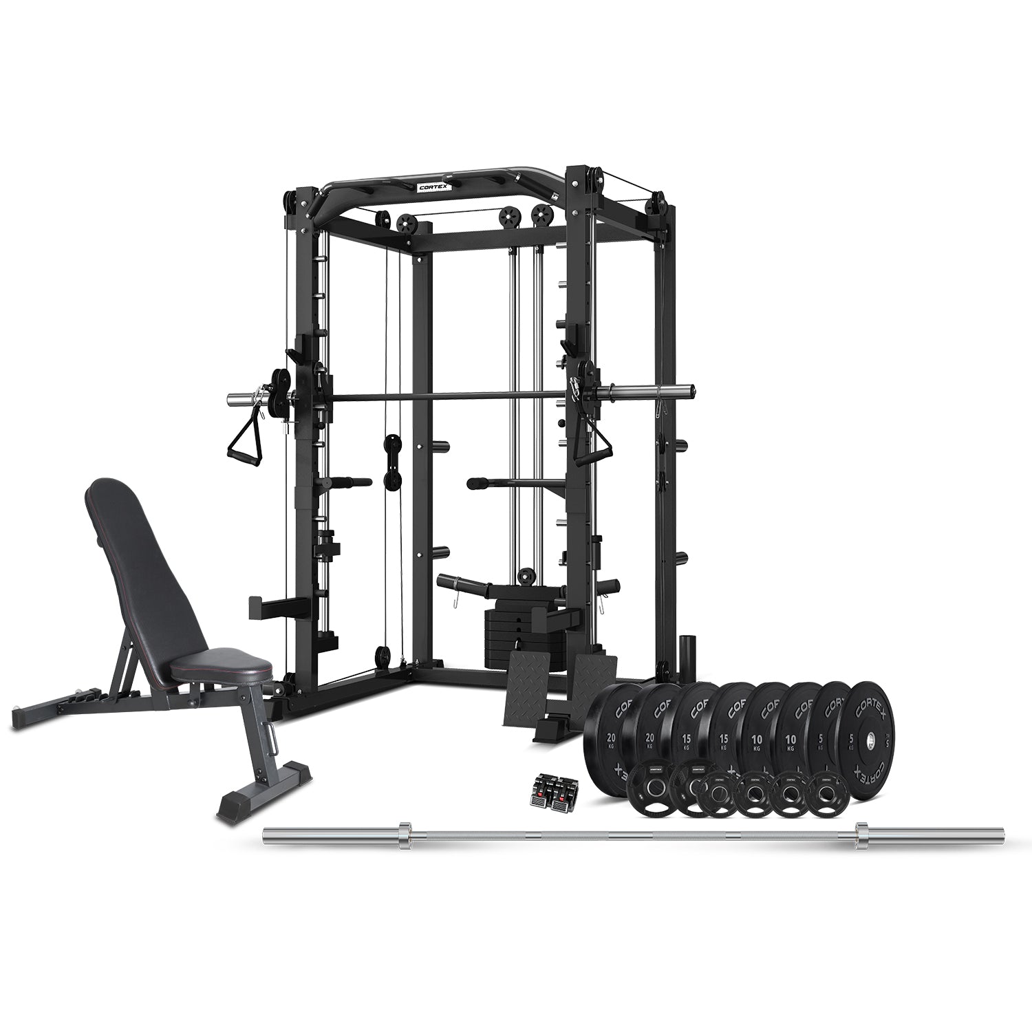 CORTEX SM20 Smith Station with 130kg Olympic Bumper (V2) Weight, Bar and Bench Set