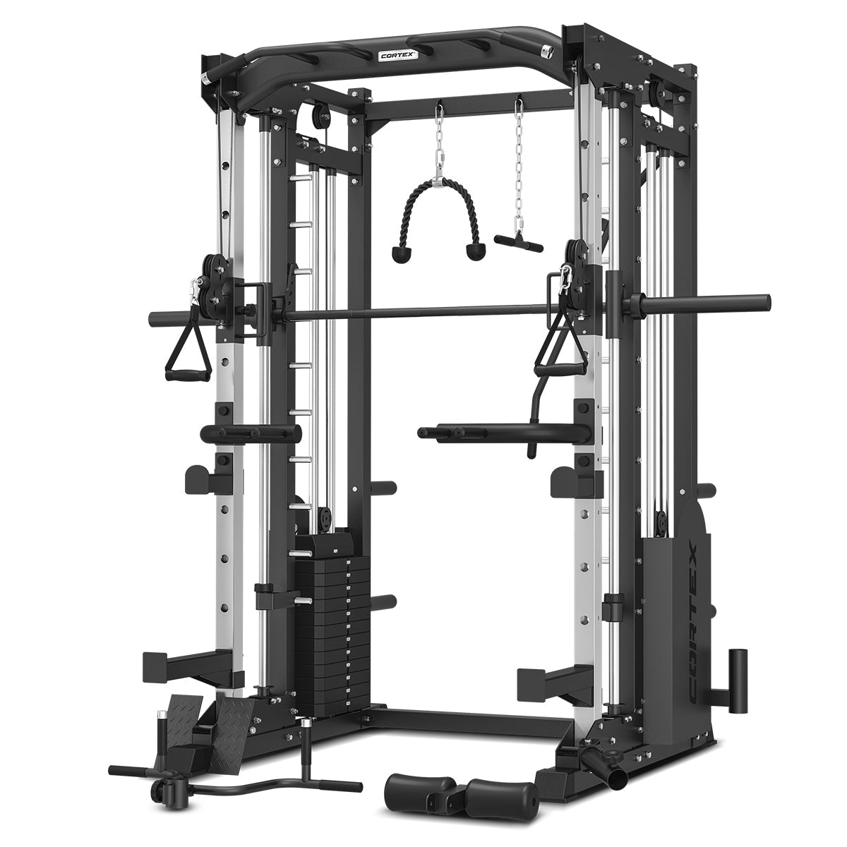 CORTEX SM-25 6-in-1 Power Rack with Smith & Cable Machine + BN6 Bench + 100kg Olympic Weight Plate & Barbell Package