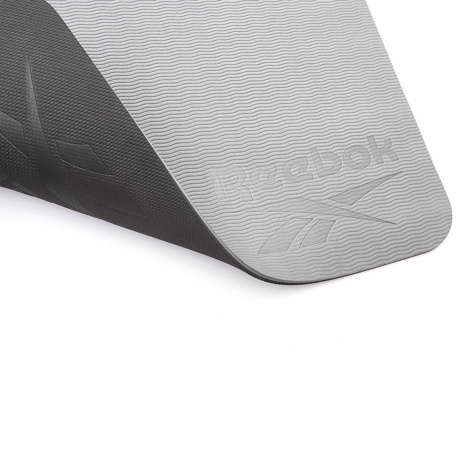 Reebok Double Sided Yoga Mat 1.76m*0.61m*6mm in Black/Grey