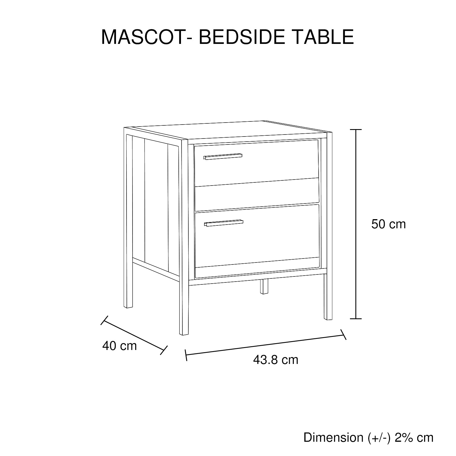 4 Pieces Bedroom Suite with Particle Board Contraction and Metal Legs Queen Size Oak Colour Bed, Bedside Table & Tallboy