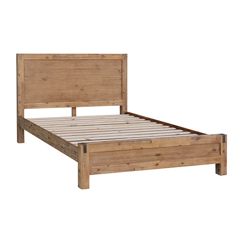 Bed Frame Single Size in Solid Wood Veneered Acacia Bedroom Timber Slat in Oak